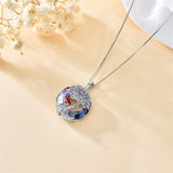 Sterling Silver Crystal Tree of Life Moon Phase Pendant Necklace