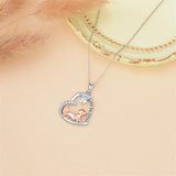14K Gold Heart Birthstone  Dachshund Pendant Necklace