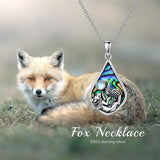Sterling Silver Abalone Shell Moonstone Fox Pendant Necklace