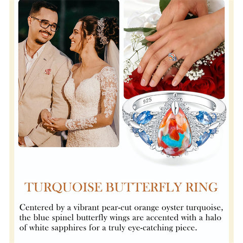 Sterling Silver Cushion Marquise Pear Round Oval Cut Turquoise Engagement Ring for Women