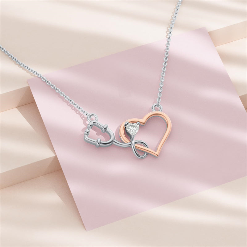 Sterling Silver  Heart Birthstone Stethoscope Pendant Necklace Medical Gifts for  Doctors Nurses RN APRN CNA EMT