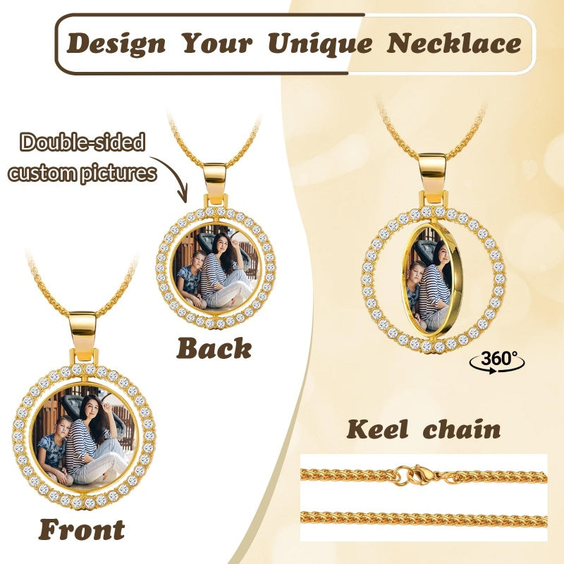 14K Gold Plated Personalized Photo Pendant Necklace Personalized Gift