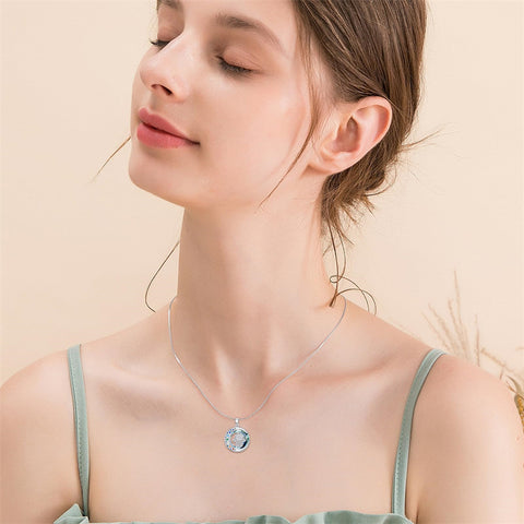 Sterling Silver Crystal Triple Moon Goddess Hamsa Hand Lotus Tree of Life Flower of Life Chakra Pendant Necklace