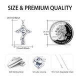 Cross Wing Urn  Necklace for Ashes Sterling Silver Angel Wings Cross Urn Necklace Heart Cubic Zirconia Neckalces Cremation Jewelry for Ashes