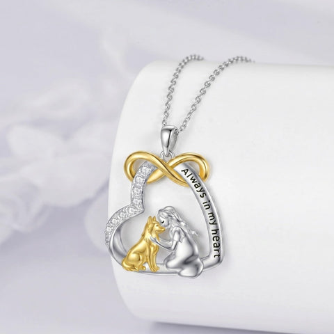 Sterling Silver Bunny Girl Pendant Necklace With Engraved Always in My Heart