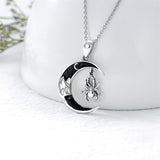 Gothic Jewelry Bat/Cat/Wolf/Spider Pendant Sterling Silver Crescent Moon Necklace for Women Girls Black Jewelry Gifts