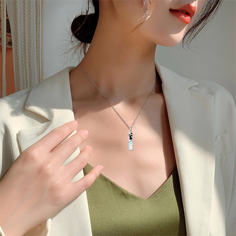 Sterling Silver  Opal Personalized Engraved Bar Pet  Butterfly Dragonfly Tree of Life  Urn Necklace for Ashes