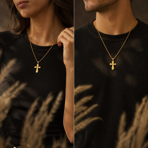 Cross Pendant Necklace  14K Gold Plated Christian Faith Jewelry