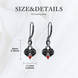 Sterling Silver Cubic Zircon Skull Leverback Earrings
