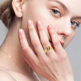 10K 14K 18K Gold Heart Personalized Photo&Engraved Ring