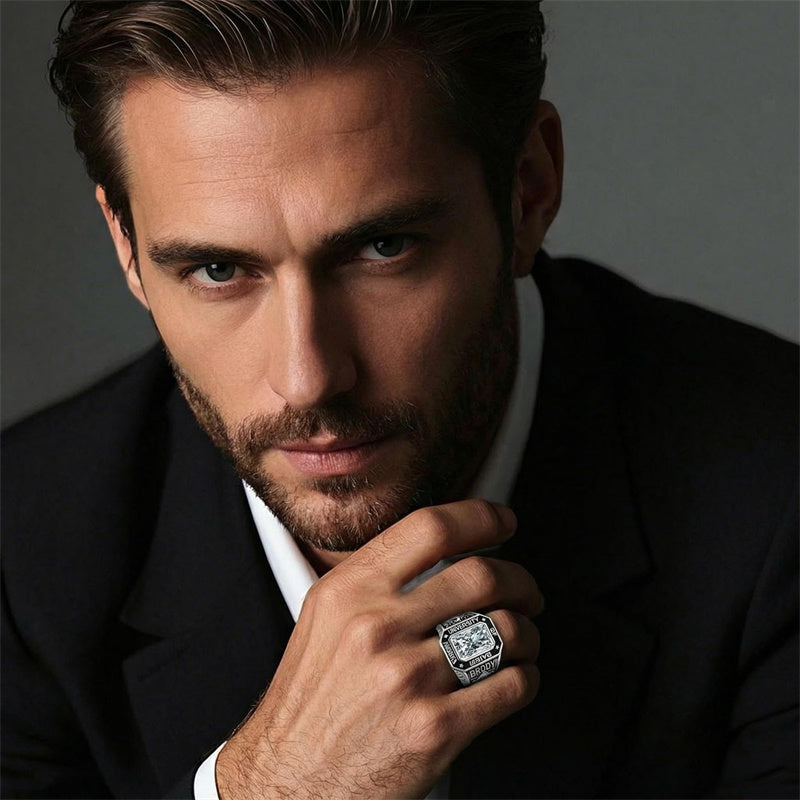 Sterling Silver 10K 14K 18K Gold Personalized  Engraved Class Ring for Men