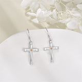 Mustard Seed Cross Earrings 925 Sterling Silver Cross Dangle Drop Earring Gifts for Women