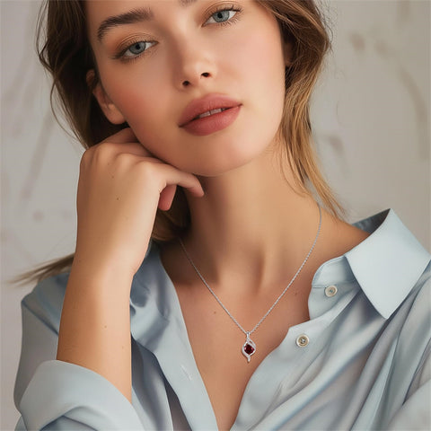 Sterling Silver Teardrop Birthstone Infinity Love Necklace for Women