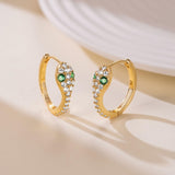 14K Gold Plated Cubic Zirconia Snakes Head Wrap Design Hoop Earrings for Women