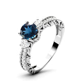 Sterling Silver 10K 14K 18K Personalized Engraved 1 Carat  Round Birthstone Engagement Ring