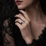 Sterling Silver 10K 14K 18K Gold Custom Engraved  Moissanite Gothic Ring for Women Halloween Gift