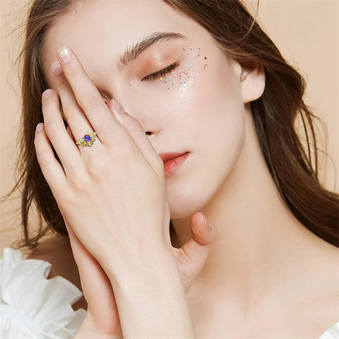 Sterling Silver 1CT Round Gemstone Engagement Wedding Bridal Anniversary Proposal Ring Set for Her