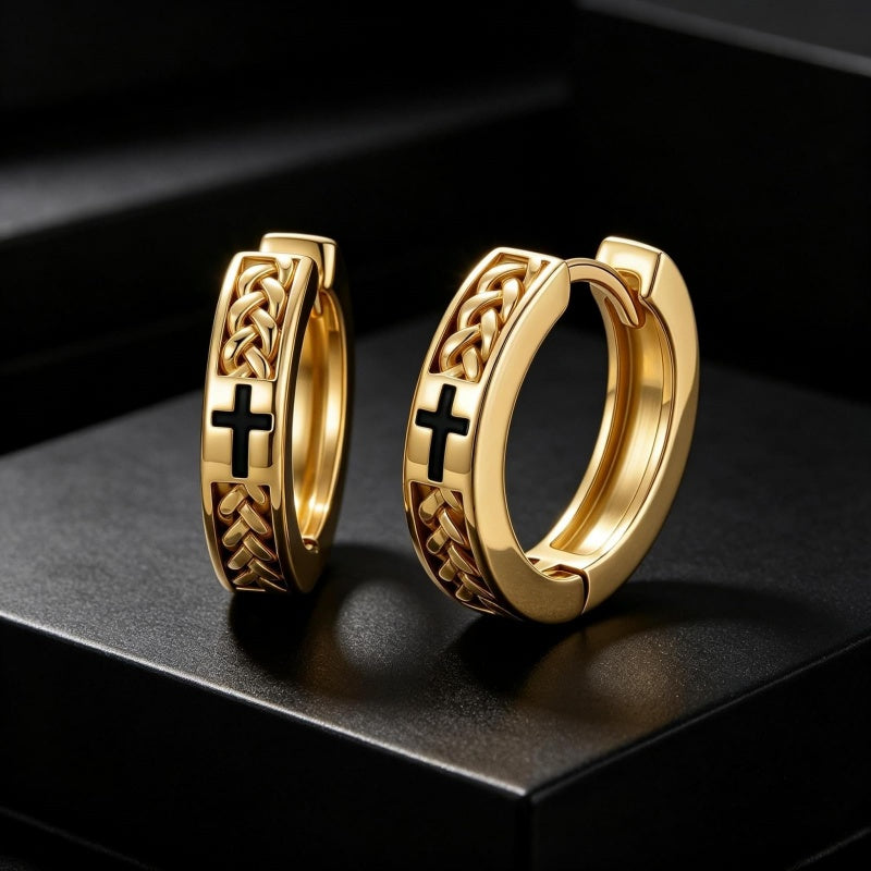 14K Gold Plated Vikings  Celtic Knot Hoop Earrings