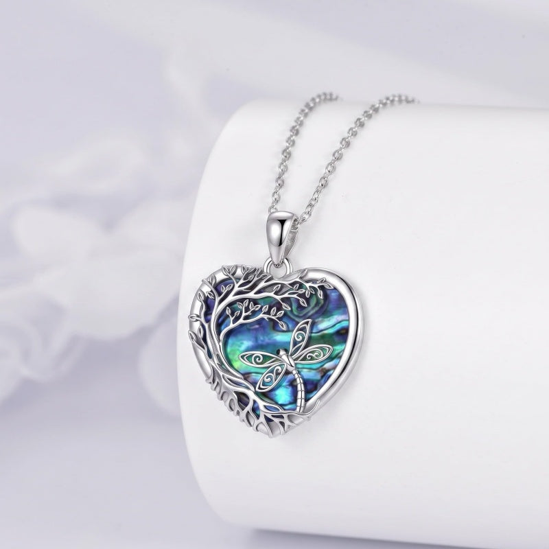 Sterling Silver Tree of Life Heart Shaped Horse Cat Dragonfly Butterfly Hummingbird Pendant Necklace