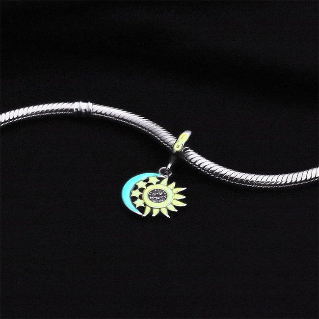 Moon&Sun 925 Sterling Silver Charms for Bracelets Bead Charm for Pandora BraceletDangle Charms Sunflower Charm Silver Charms Gifts