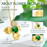 14K Gold Plated Lab-Grown Emerald Pendant Necklaces for Women