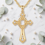 10K 14K 18K Gold Cross Pendant Necklace Religious Jewelry Gifts for Men and Women