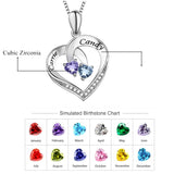 14K Gold 2  Simulated Birthstone Personalized Engraved Pendant Necklace for Women