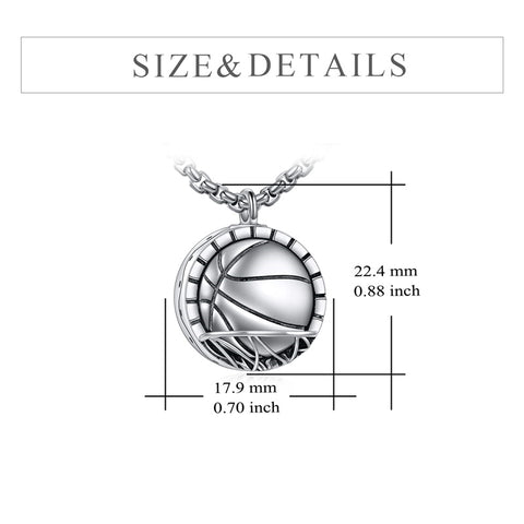 Sport Urn Necklace for Ashes Sterling Silver Cremation Keepsake Pendant Sport Lover Jewelry Gifts for Women Men