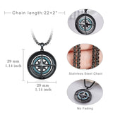 14K Gold Plated Turquoise Wolf Thor's Hammer Ankh Dragon Lion Compass Crucifix Pendant Necklace for Men