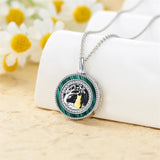 Sterling Silver Personalized Engraved Blue Opal Malachite Turquoise Cat Urn Necklace for Ashes