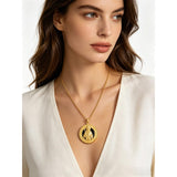 14K Gold Plated Black Onyx Patron Saint Medal Religious Amulet Pendant Necklace for Men