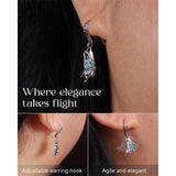 Sterling Silver Vintage Moonstone Turquoise Lotus Tree of Life Hummingbird Butterfly Drop Earrings