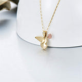 14K Gold Dove Bird Necklace, Rose Flower Necklace Flying Pigeon Pendant Necklace,16+1+1inches Chain Jewelry for Women and Girls