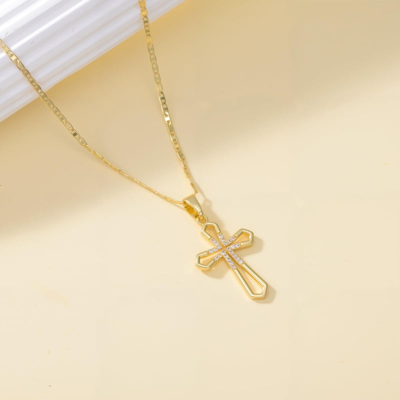 14K Gold Plated Cross Infinity  Pendant Necklace  for Women