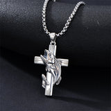 Sterling Silver Bass Fish Cross Pendant  Necklace for Men