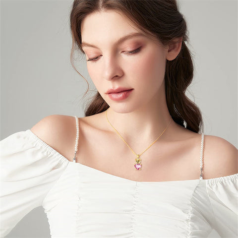 14K Yellow Gold Bear Pendant Necklace