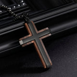 14K Gold Plated Wooden Cross Necklace Jewelry Gift for Him