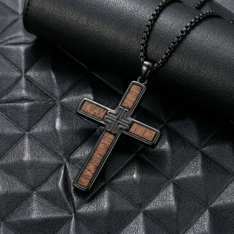 14K Gold Plated Wooden Pendant Necklace Beliefs jewelry