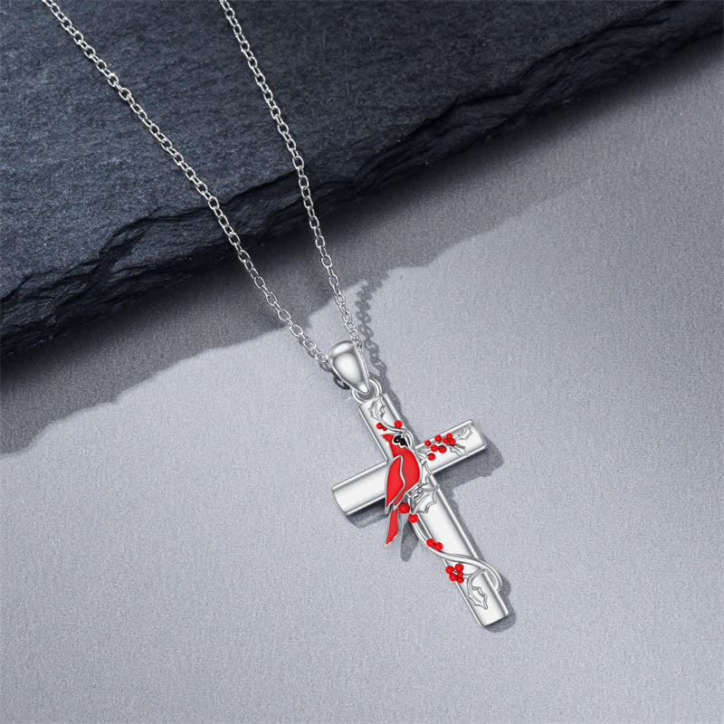 Sterling Silver Cross Bee Hummingbird Butterfly Dove Red Cardinal Pendant Necklace for Her