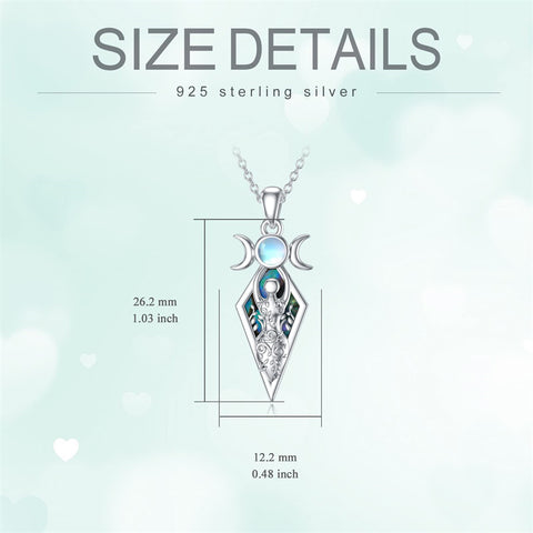 Sterling Silver Triple Moon Goddess Amulet Pendant Necklace