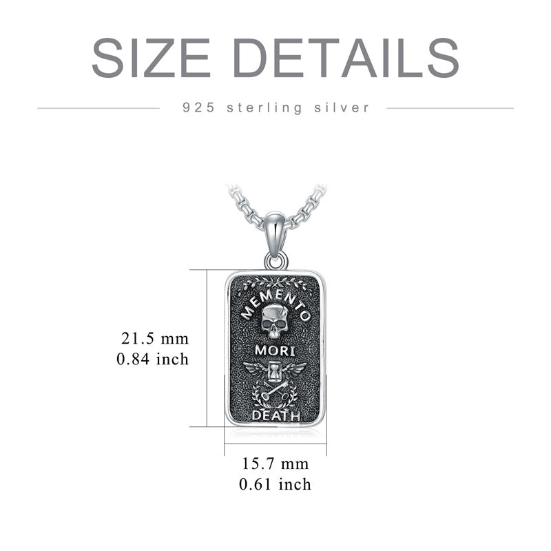 ROMANTICWORK Memento Mori Halsketting van 925 sterling zilver, meento Mori hanger, gothic, doodshoofd, sieraad, cadeau voor mannen en vrouwen, Sterling zilver, Edelsteen ROMANTICWORK Memento Mori Halsketting van 925 sterling zilver, meento Mori hanger, gothic, doodshoofd, sieraad, cadeau voor mannen en vrouwen, Sterling zilver, Edelsteen
