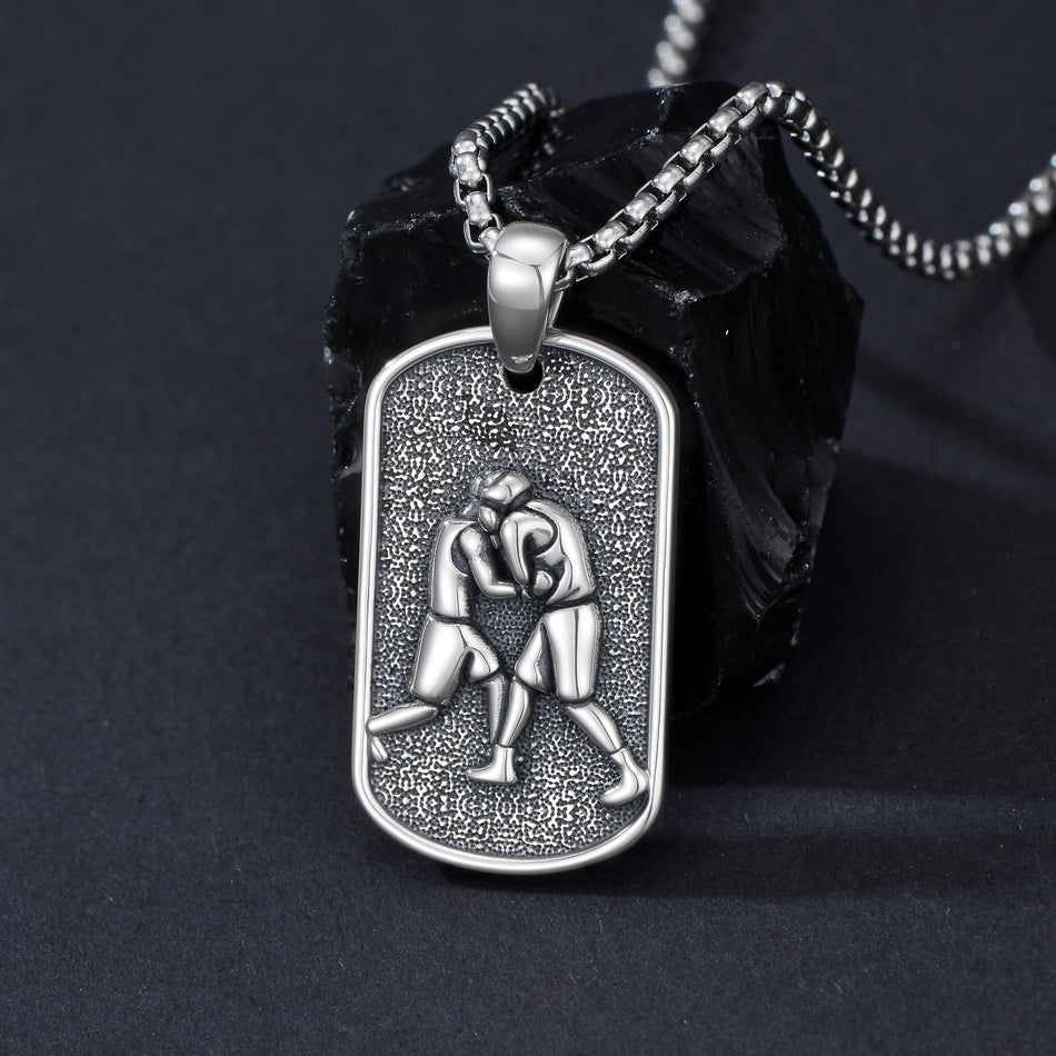 Sterling Silver Dog Tag Baseball Basketball Softball Soccer Pendant Necklace for Men