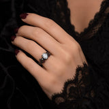 Sterling Silver 10K 14K 18K Gold Custom Engraved  Moissanite Gothic Ring for Women Halloween Gift