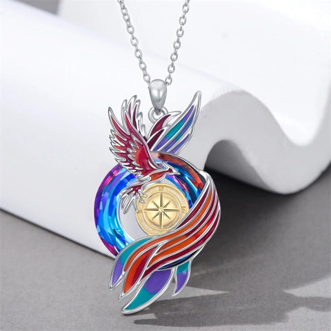 Sterling Silver Crystal Phoenix Pendant Necklace