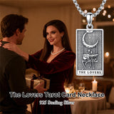 Sterling Silver Lovers Hierophant Magician Three of Swords Wheel of Fortune SkeletonTarot Card Pendant Necklace