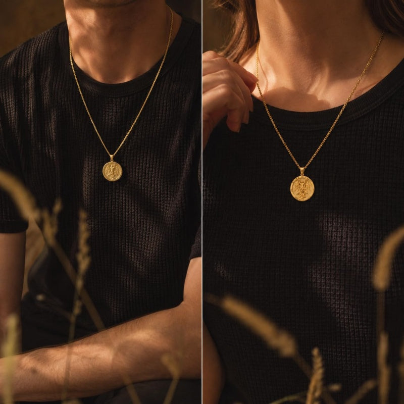 Patron Saint Medal Gold Plated Catholic Pendant Christian Religious Necklace Amulet Jewelry