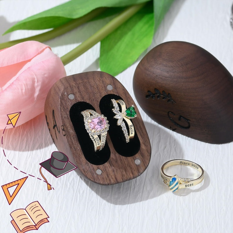 Copper Sterling Silver Personalized Birthstone High School College Class Ring Graduation Memorial Rings Gifts for Her