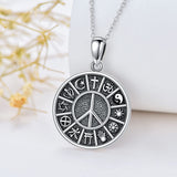 Sterling Silver Peace Sign Coexist Peace Symbol Pirate Tree of Life Thor's Hammer Wolf Raven Viking Series Necklace