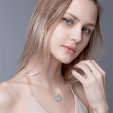 925 Sterling Silver Circle Necklace with Austrian Crystal, Jewelry for Women Teen Girls
