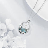 Sterling Silver Mountain Bear Pine Tree Sun Ocean Snowy Mountain Pendant Necklace